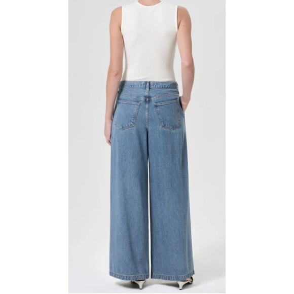 AGOLDE WOMENS 29 ELLIS TROUSER HIGH RISE ANKLE WIDE JEANS BAFFLE BLUE NEW - Picture 2 of 13